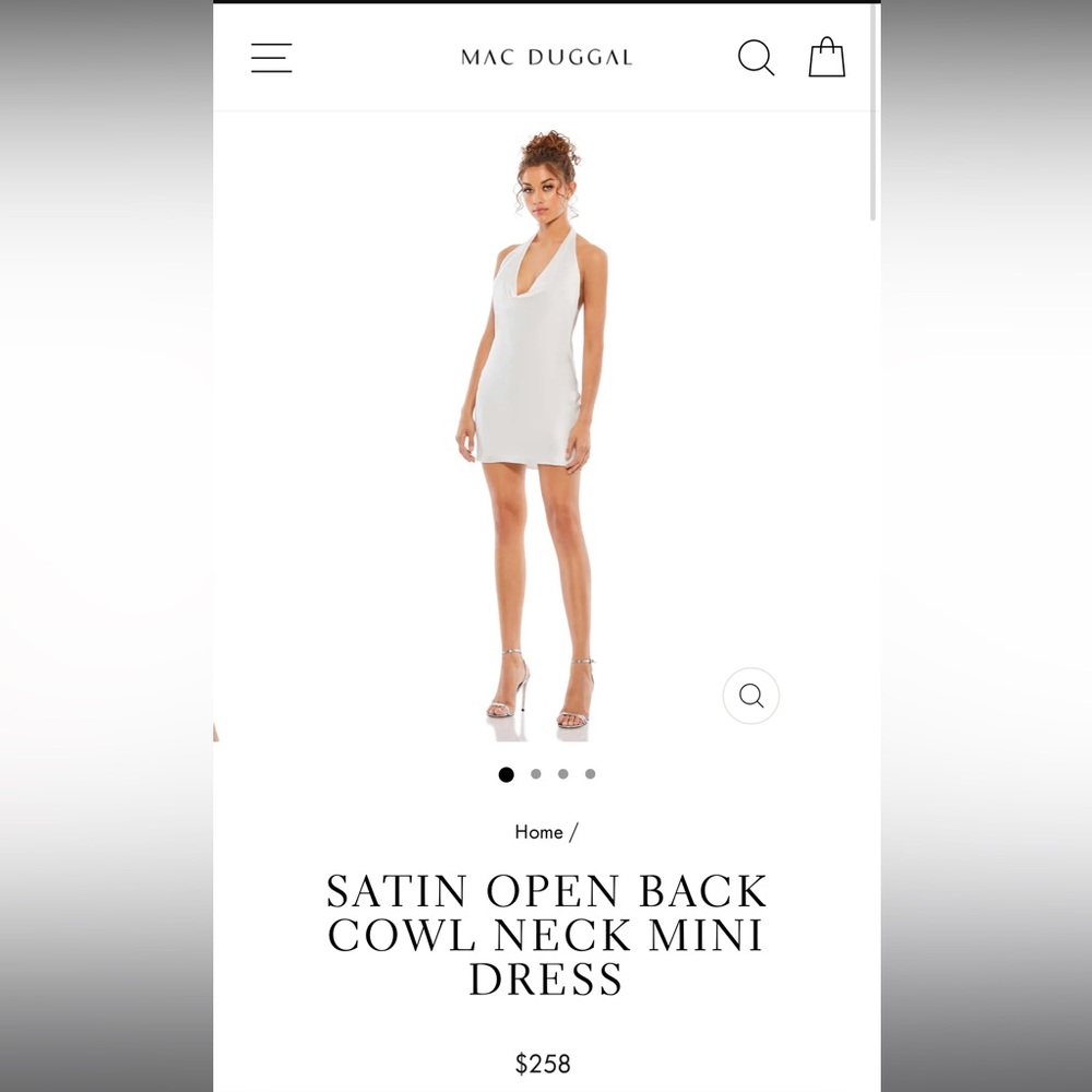 Mac Duggal Satin Cowl Neck mini dress